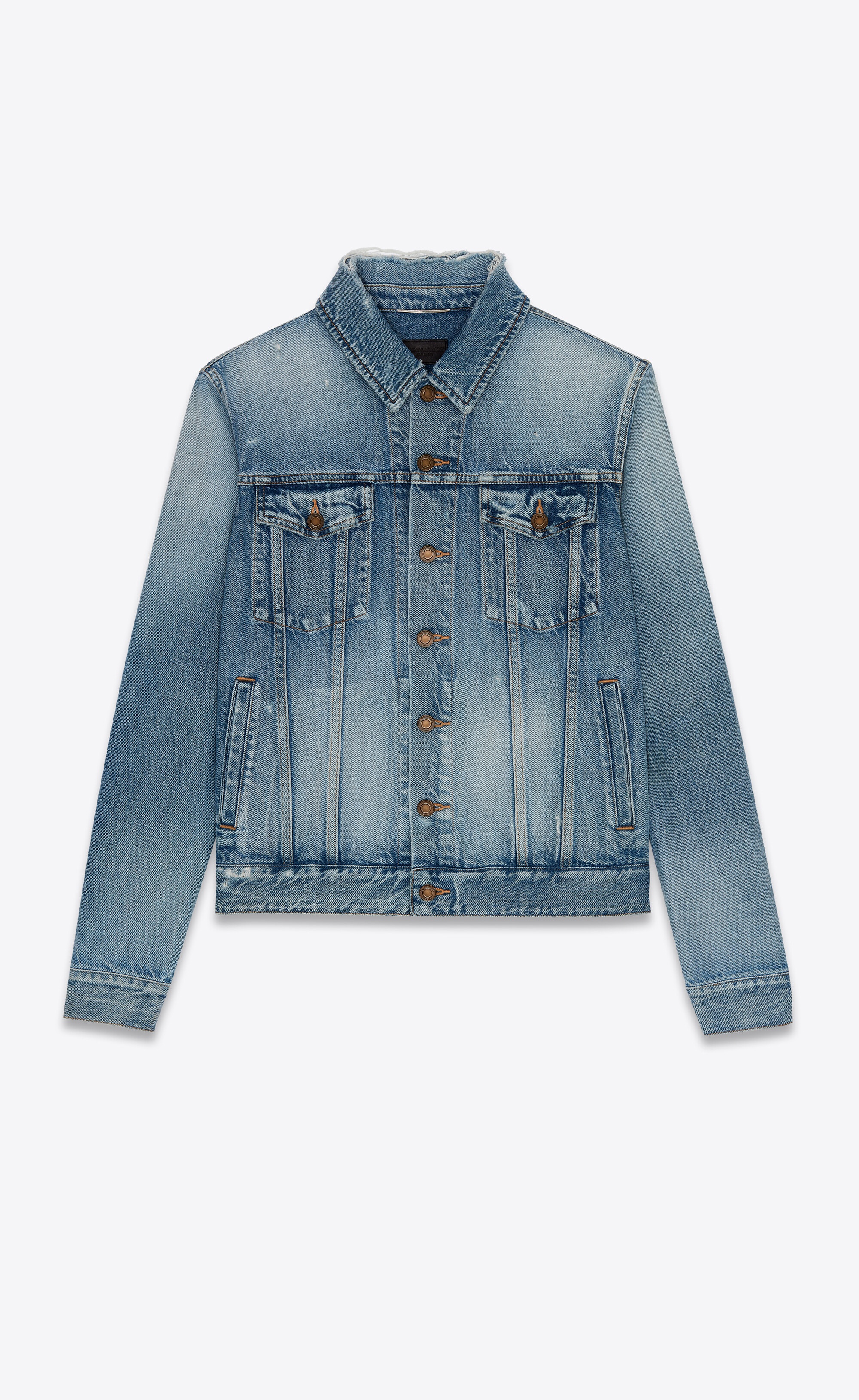 destroyed jacket in sky blue denim - 1