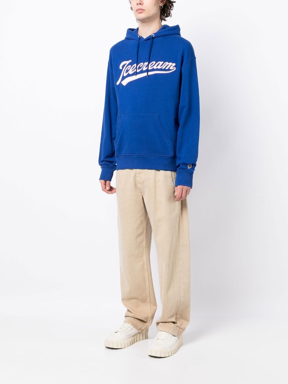 logo embroidery drawstring hoodie - 3