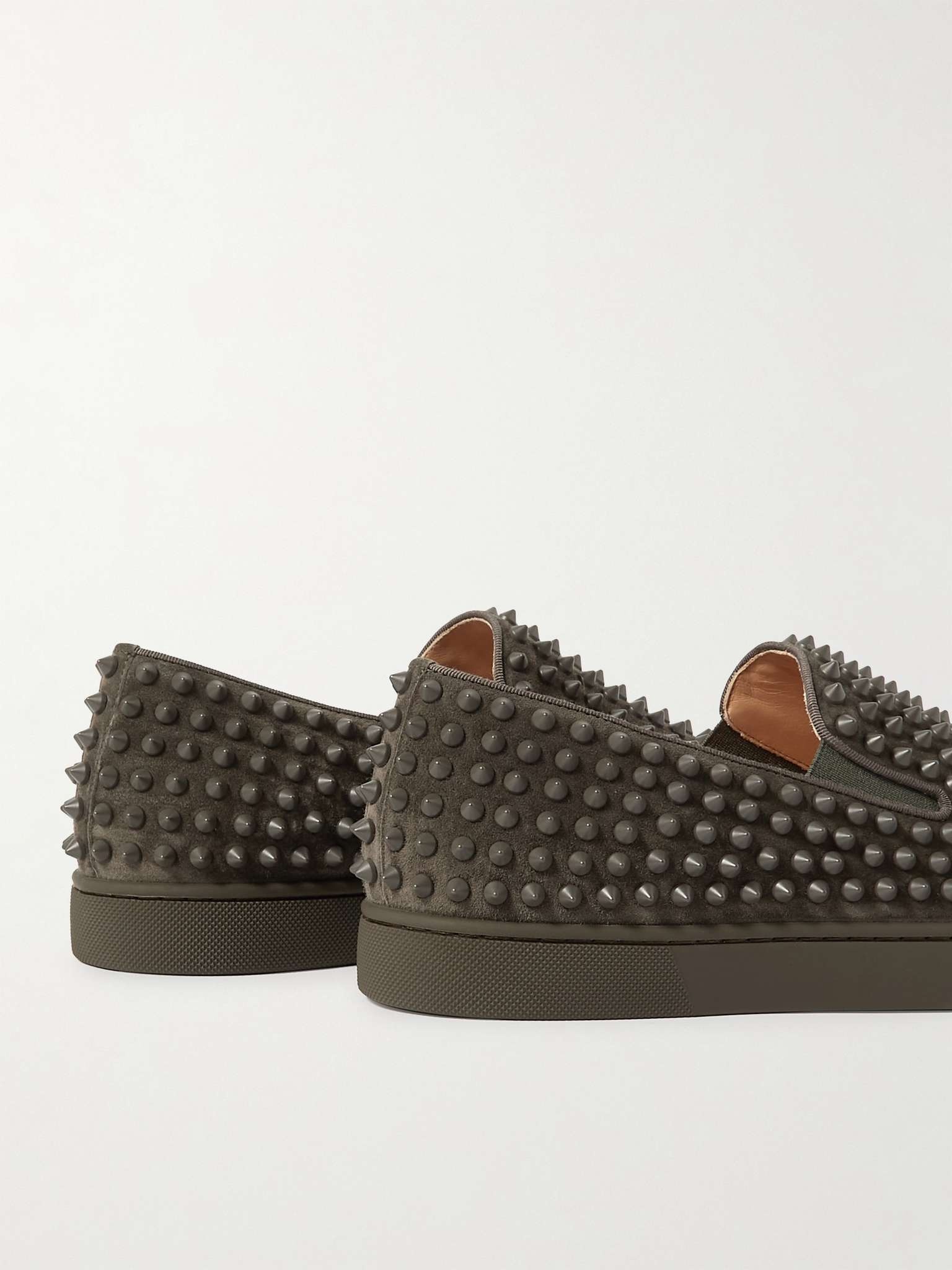 Roller-Boat Spiked Suede Slip-On Sneakers - 5