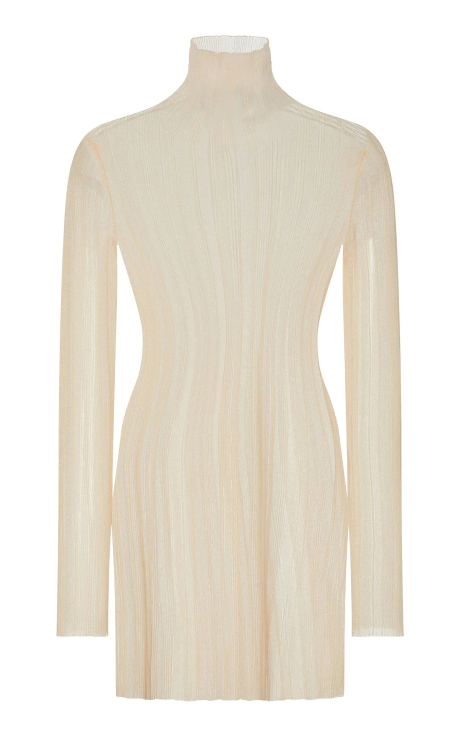 Plissé Nylon Mesh Turtleneck Top off-white - 1