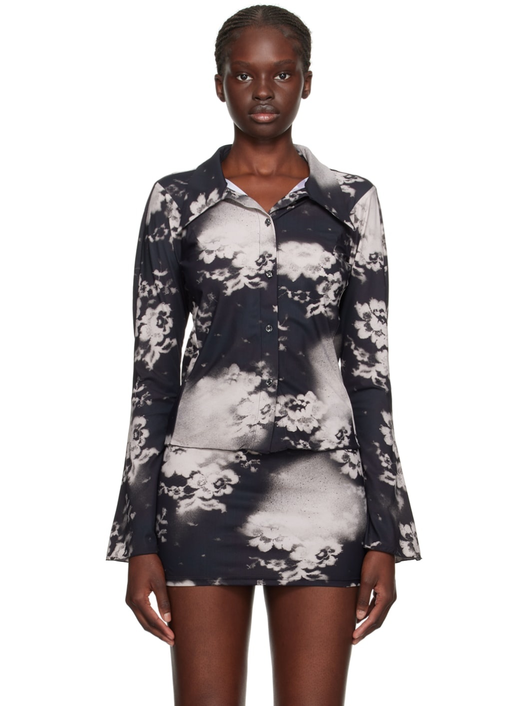 Black Floral Shirt - 1