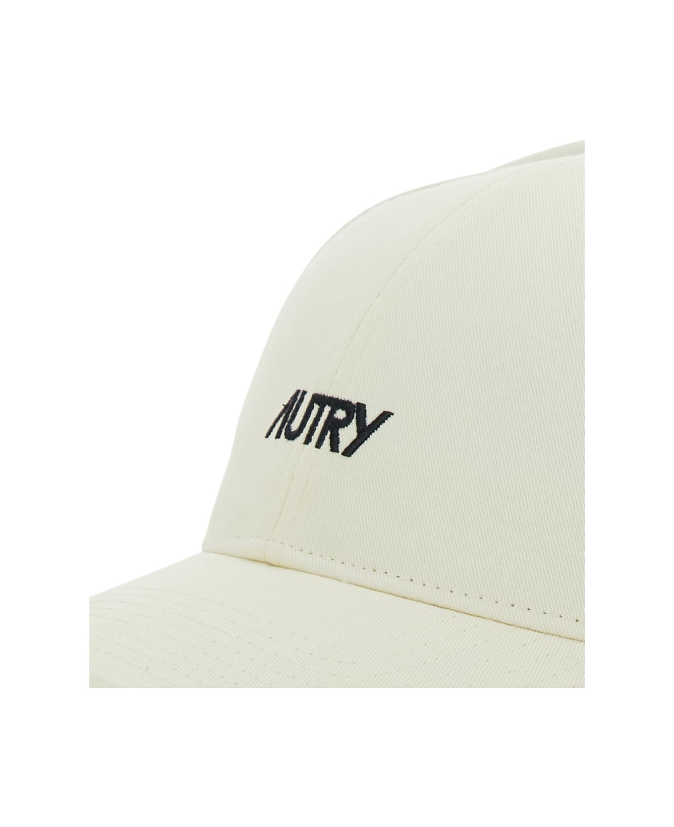 White Baseball Hat With Logo Detail In Cotton Man - 3
