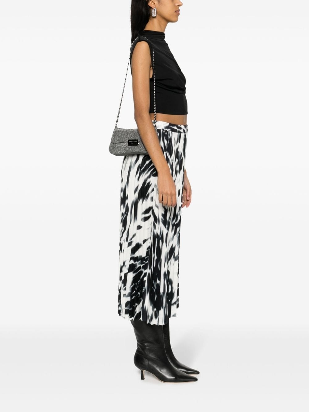 logo-plaque glittered shoulder bag - 2