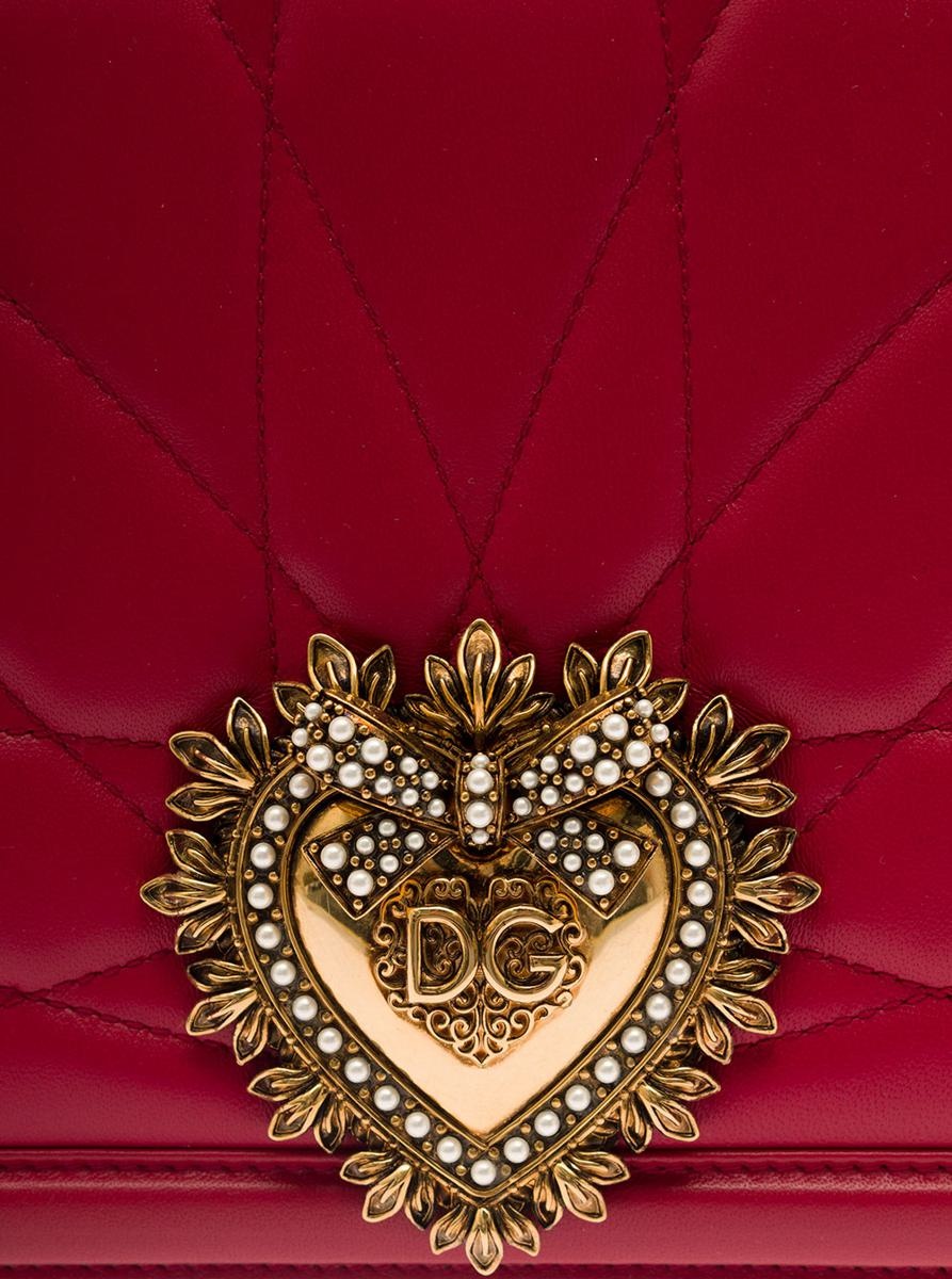 DOLCE & GABBANA 'DEVOTION' BIG RED SHIULDER BAG WITH HEART JEWEL DETAIL IN MATELASSÉ LEATHER WOMAN - 4