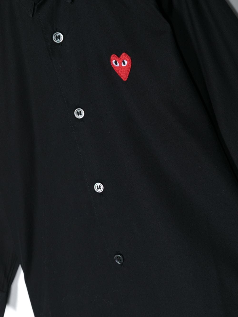 heart-embroidered cotton shirt - 3