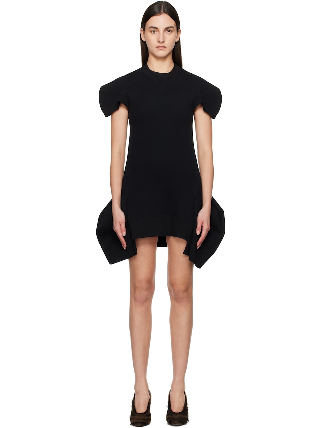 Black Sponge Sweat Minidress - 1