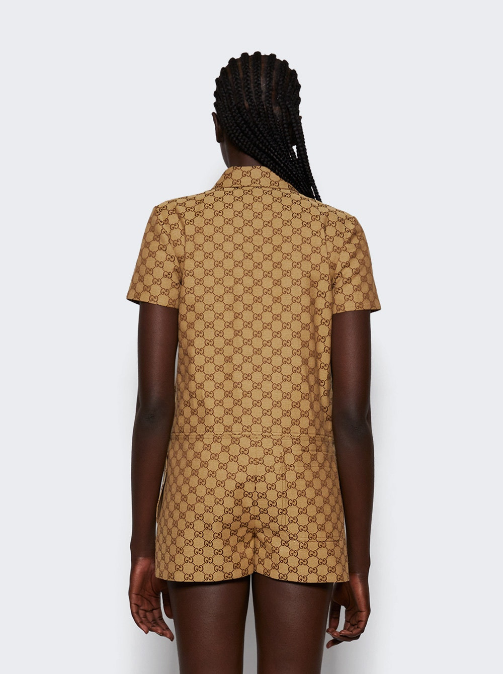 Gg Canvas Jumpsuit Camel And Ebony - 5