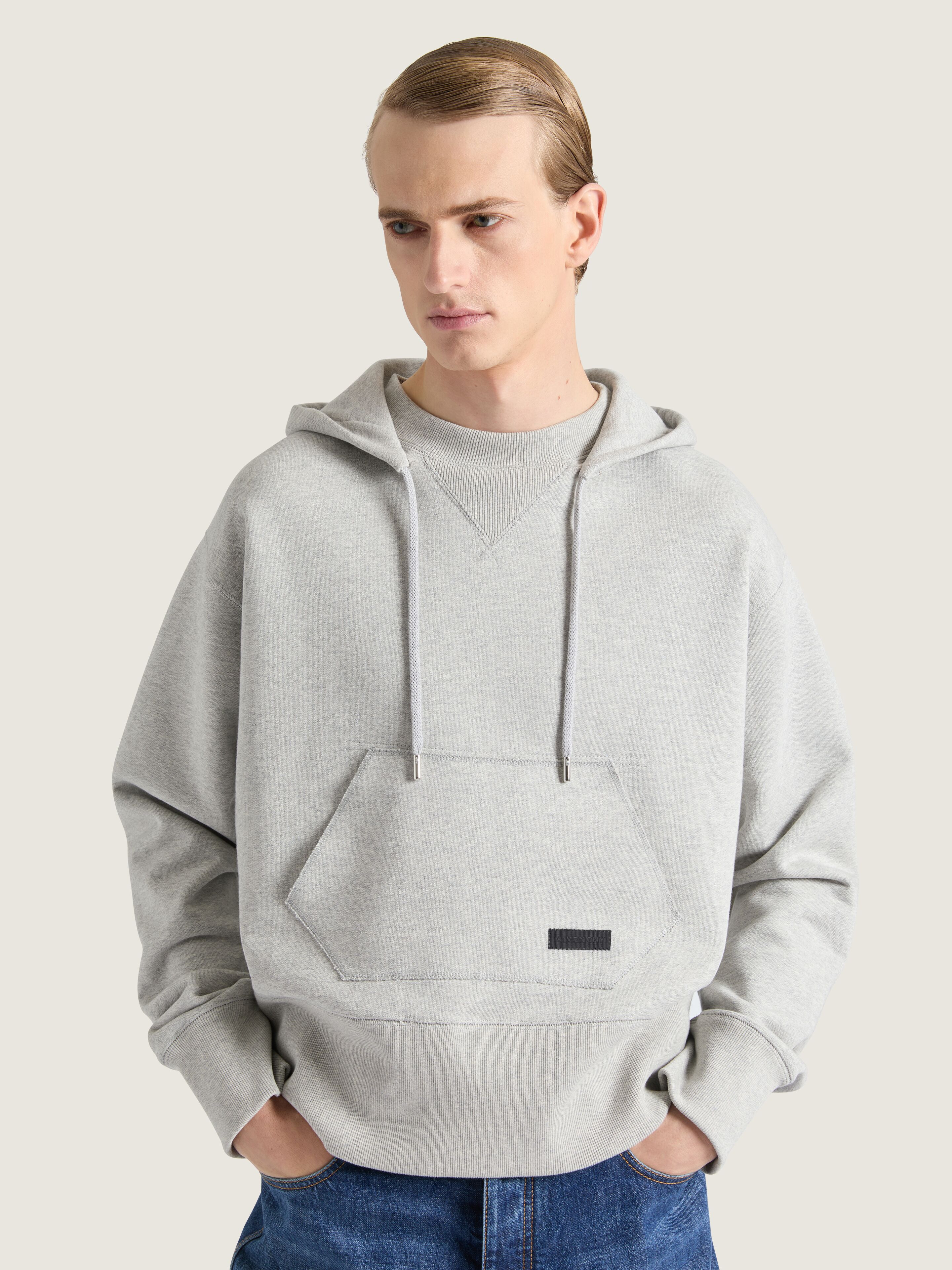 HOODIE IN FLEECE WITH GIVENCHY PATCH - 4