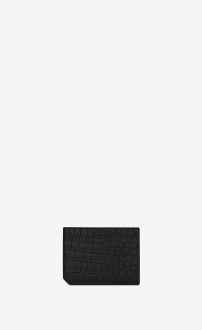 SAINT LAURENT tiny monogram id card case in crocodile-embossed matte leather outlook