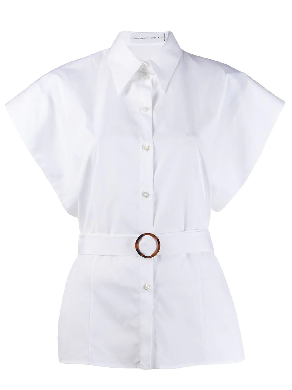 belted short-sleeved shirt - 1