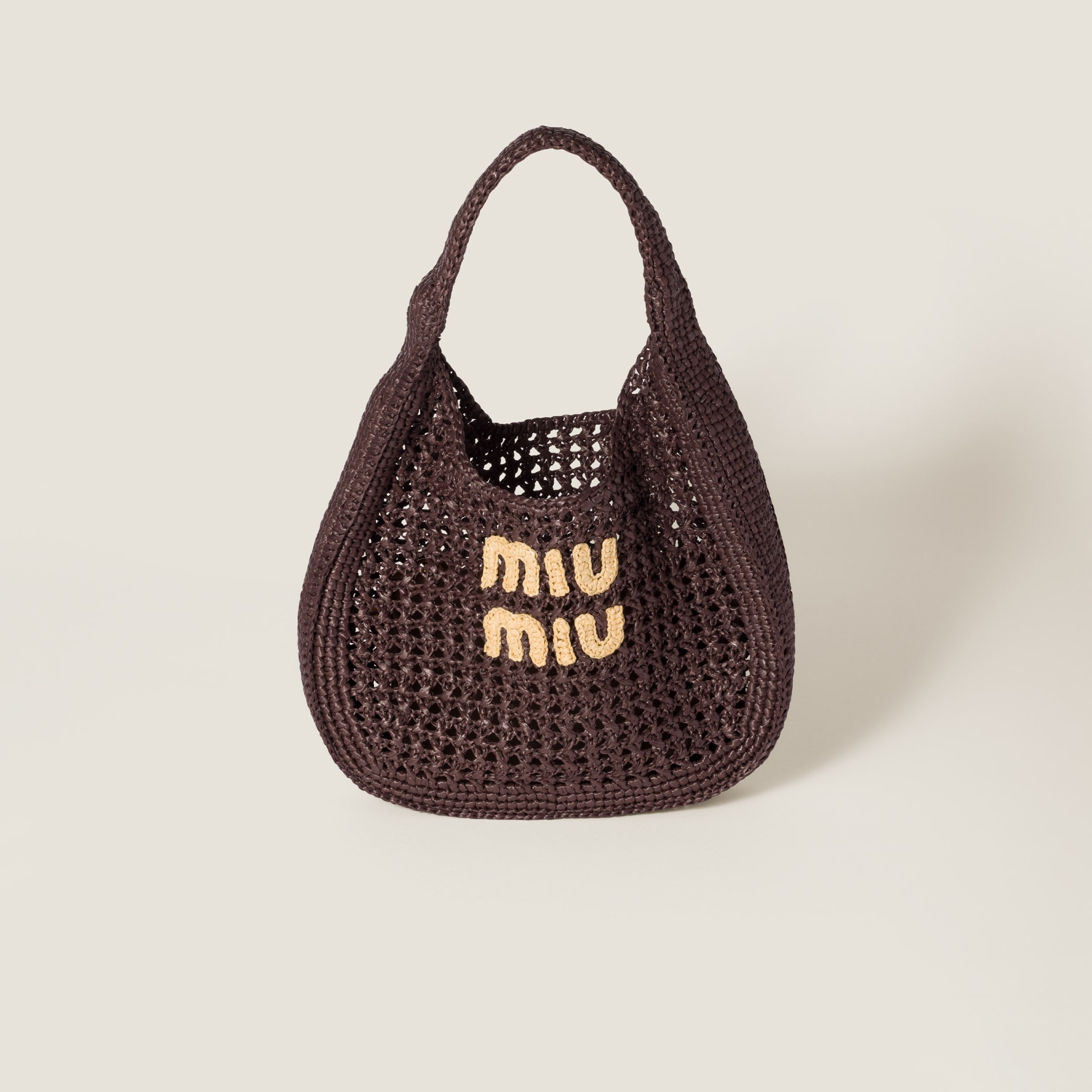 Raffia-effect woven hobo bag - 1