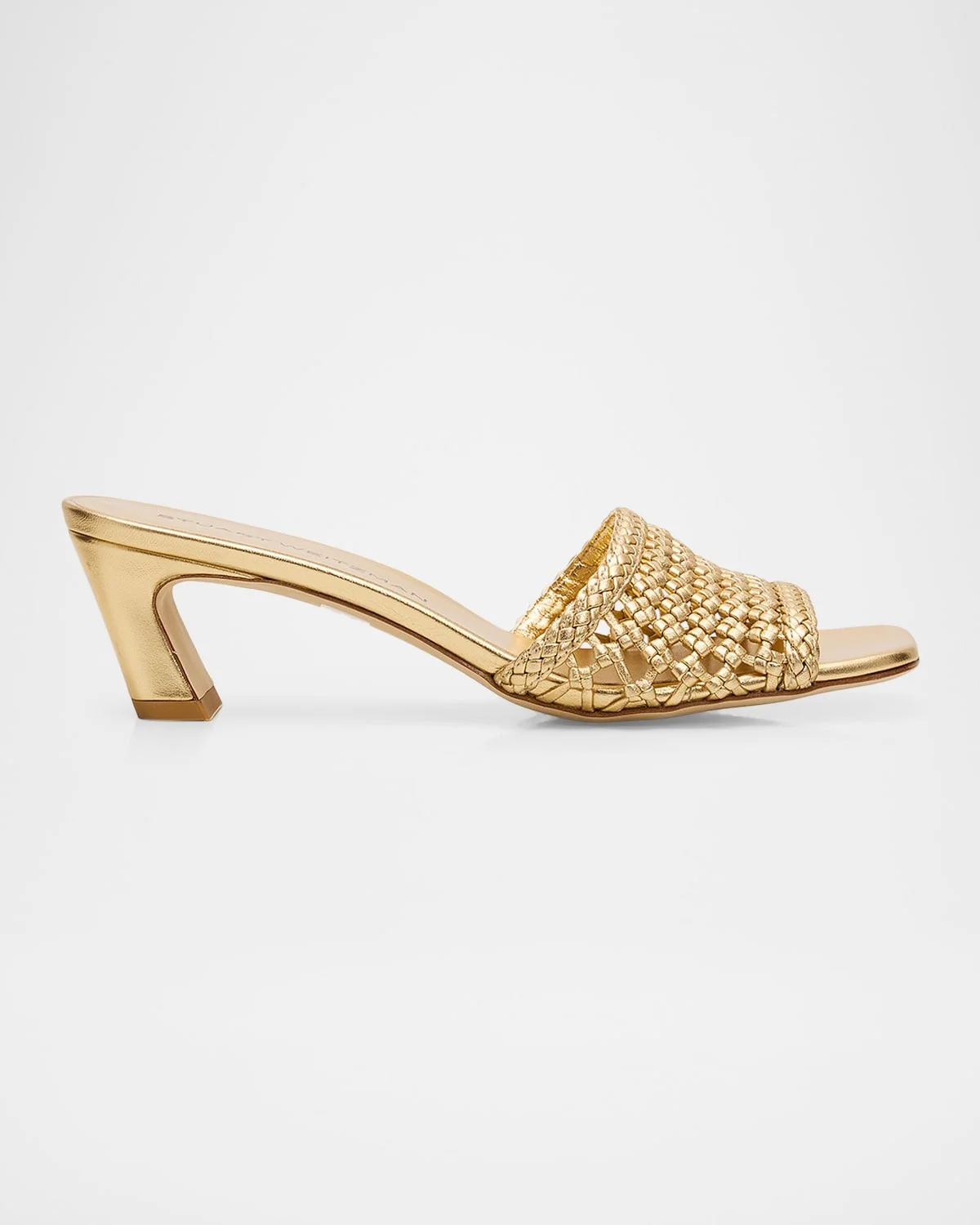 50mm Marina Woven Metallic Leather Mules - 1