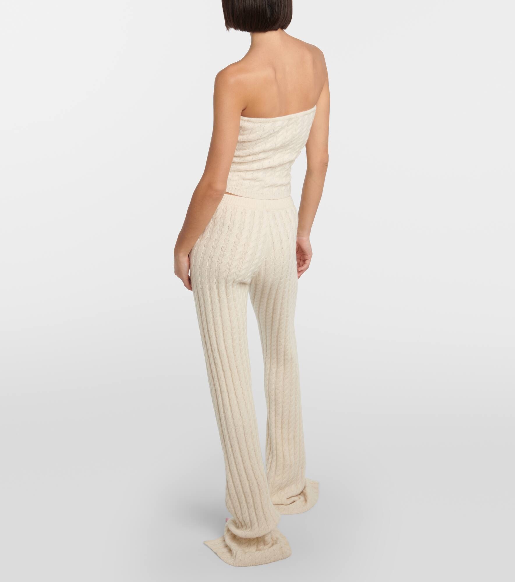 Floral-appliqué split-hem flared pants - 3