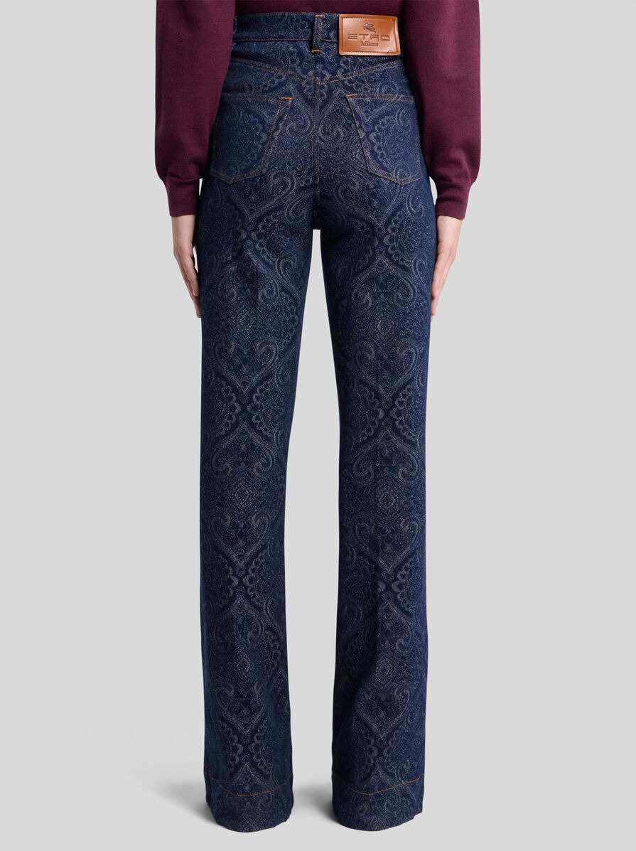 FLARED JACQUARD DENIM JEANS WITH PEGASO BUTTONS - 5
