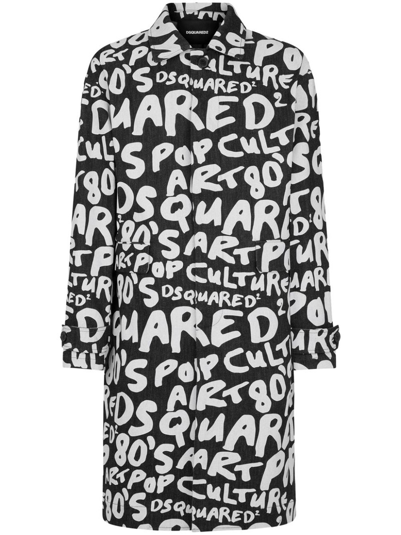 logo-print single-breasted coat 1