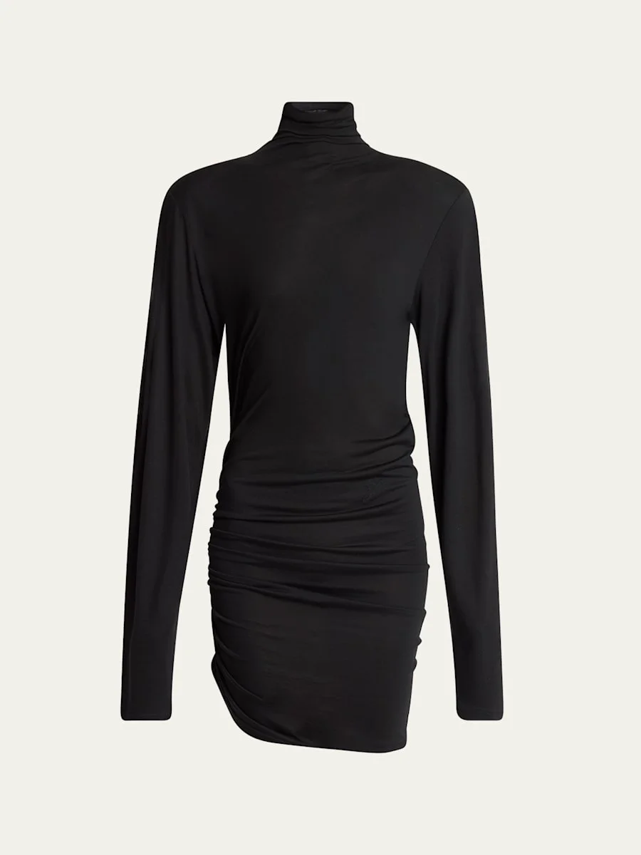 La Spallina Turtleneck Ruched Mini Dress - 1