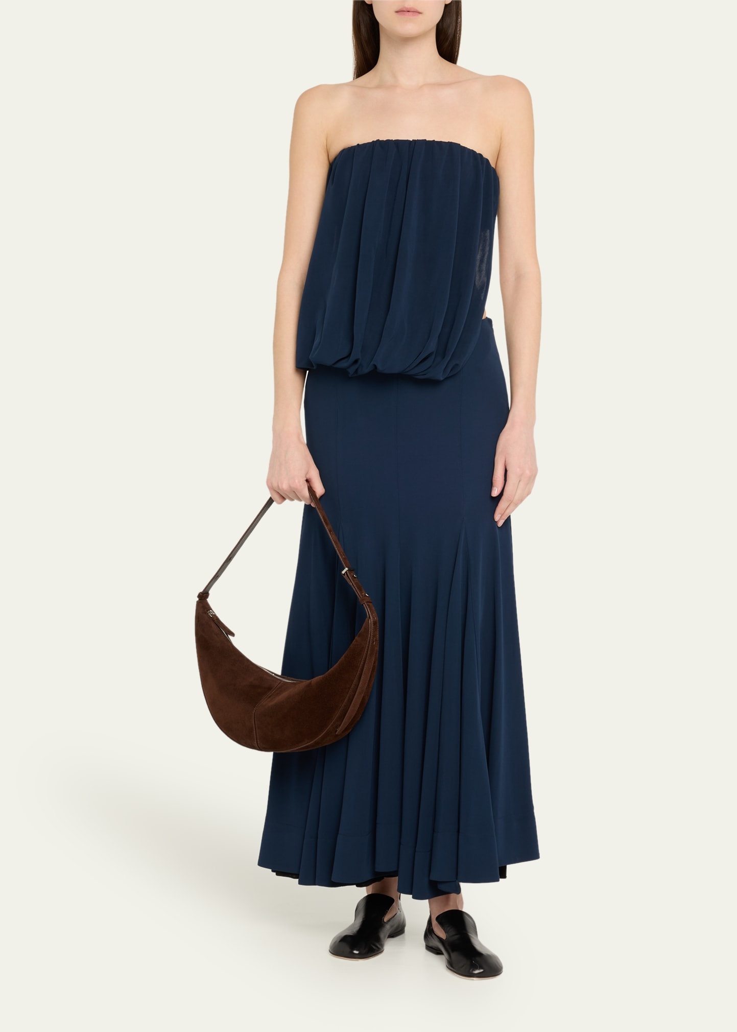 Slide Zip Suede Shoulder Bag - 6