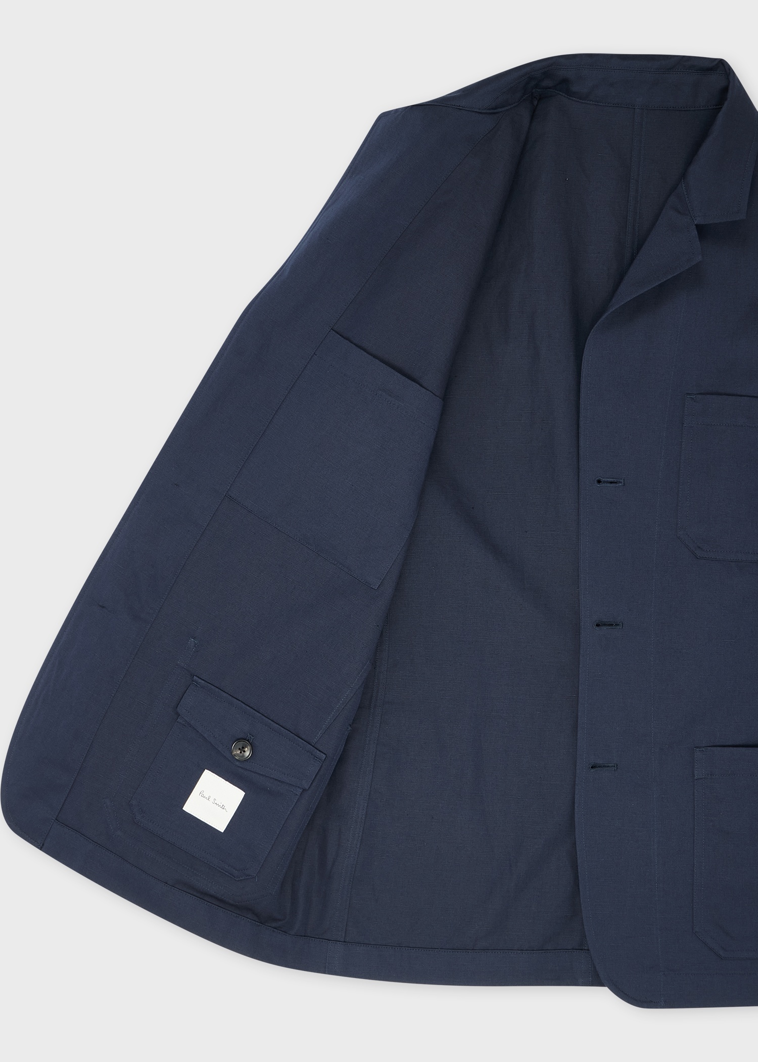 Navy Cotton-Linen Twill Work Jacket - 4