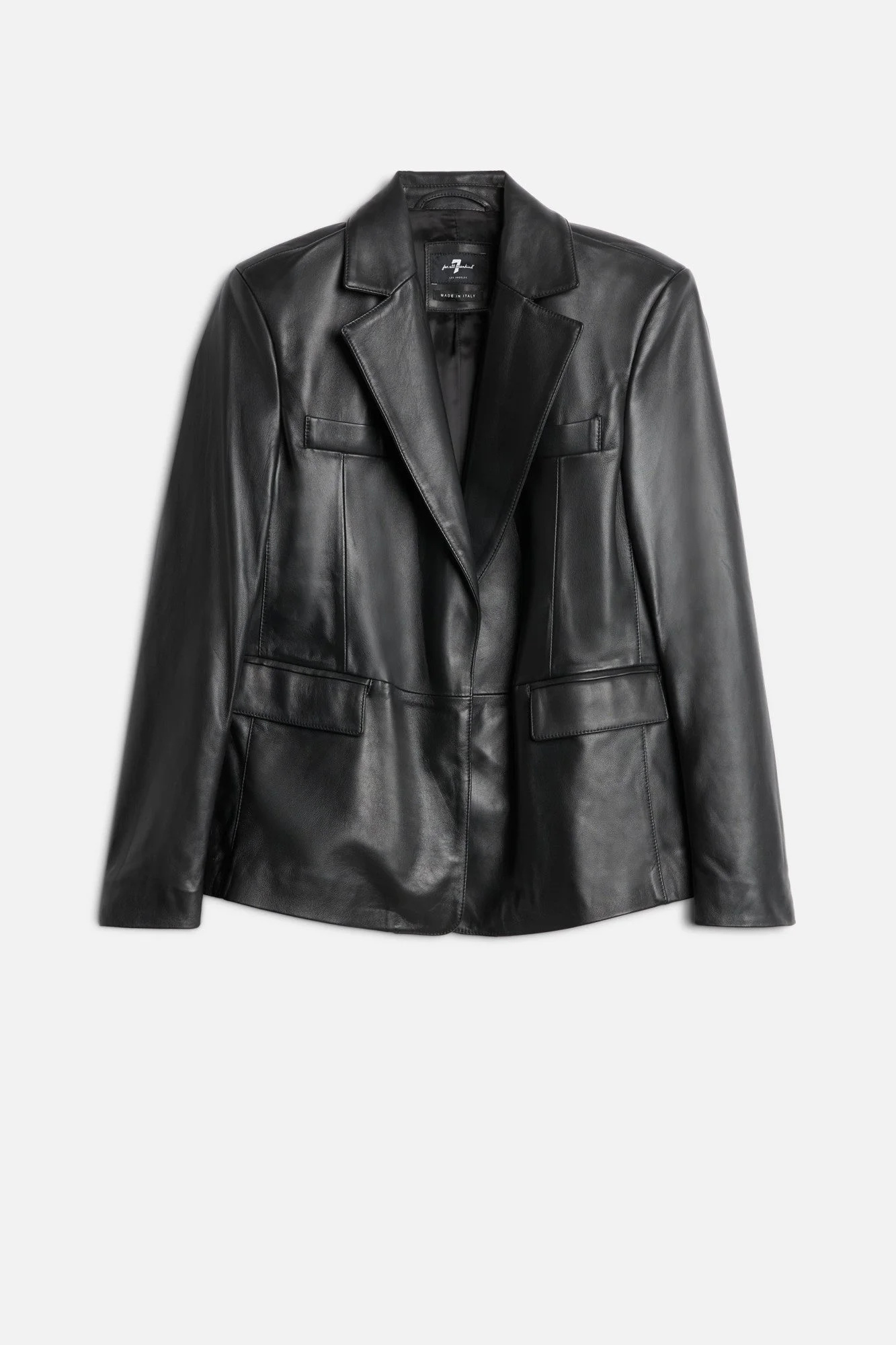 Italian Leather Blazer in Black - 1