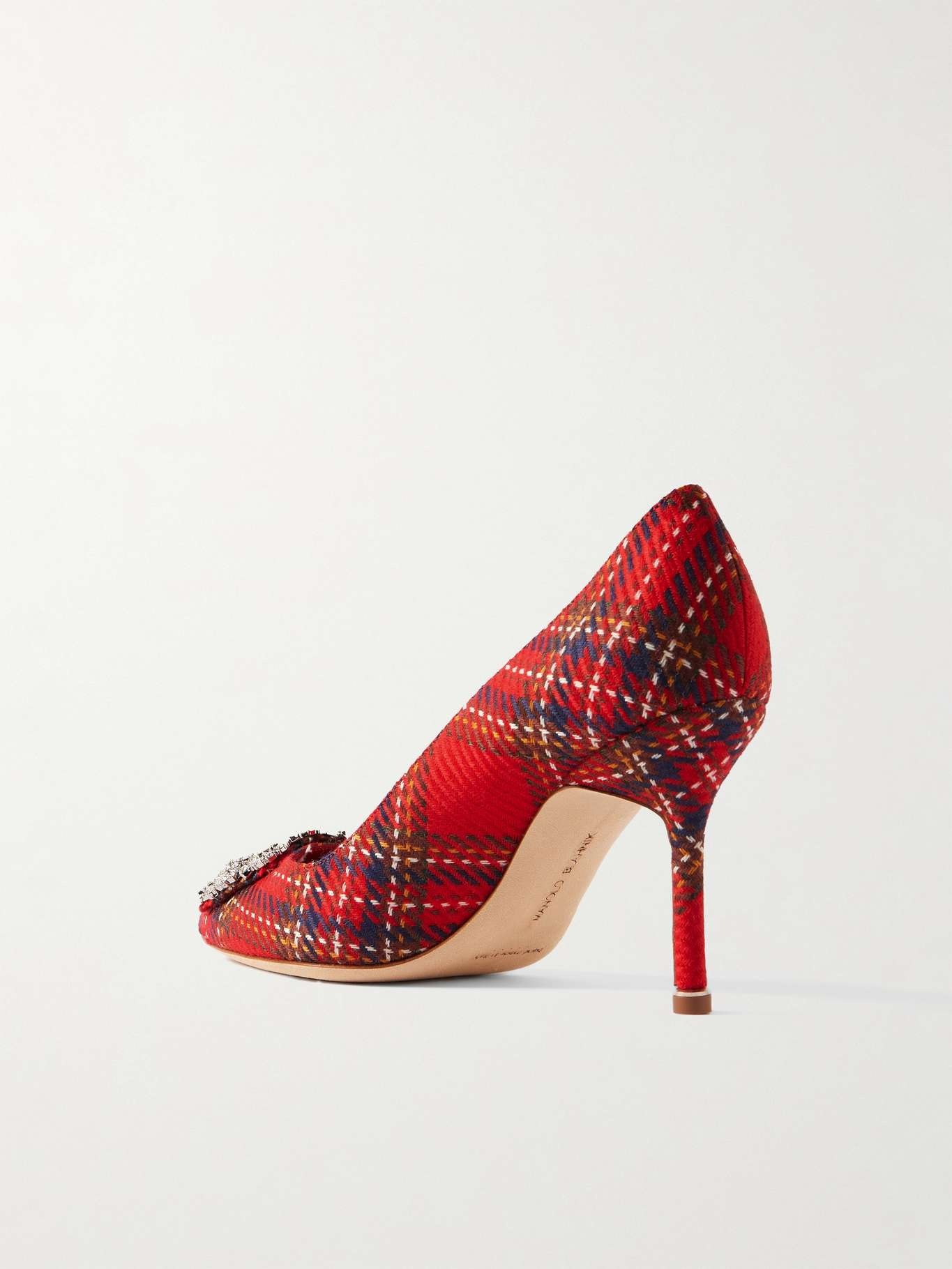 Hangisi 90 crystal-embellished checked wool pumps - 3