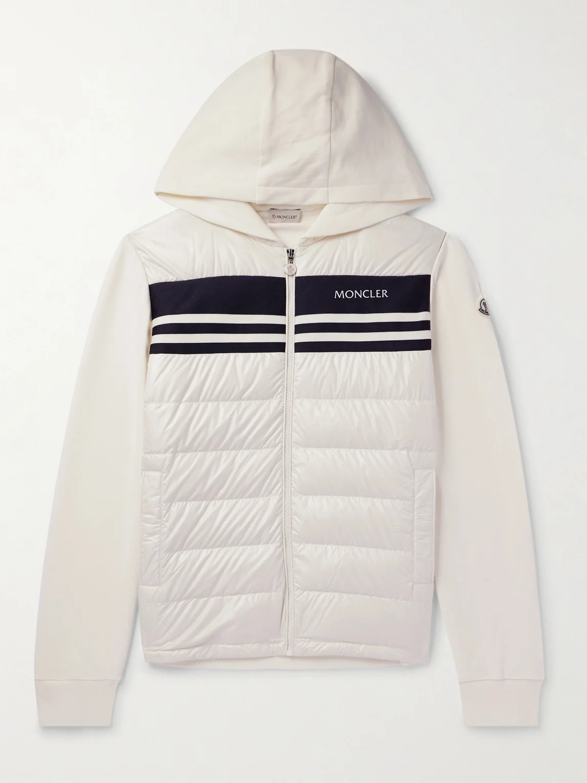 Slim-Fit Cotton-Jersey and Quilted Shell Down Zip-Up Hoodie - 1