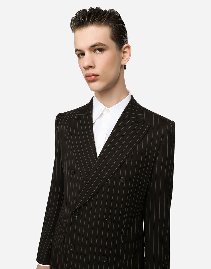 Double-breasted pinstripe stretch wool Sicilia-fit suit - 4