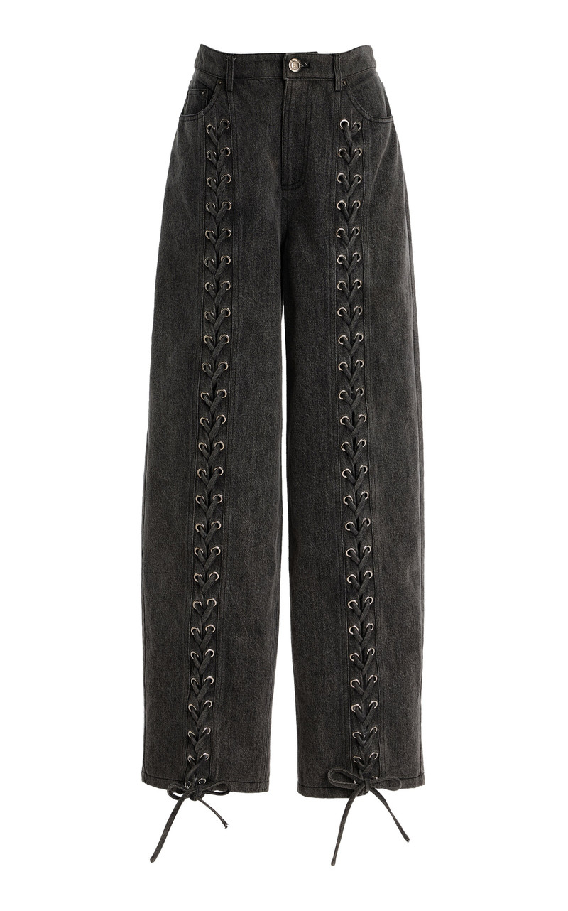 Denim Lace Leg Pants black 1