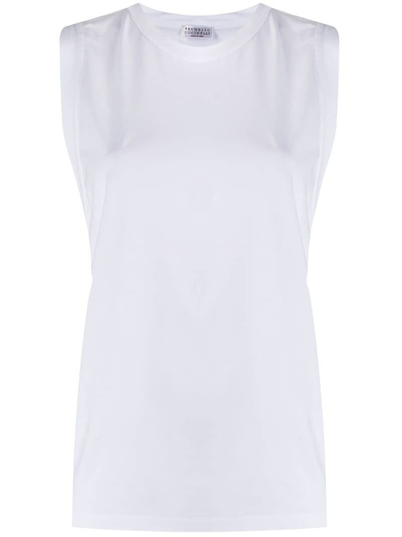 Brunello Cucinelli Stretch cotton jersey T-shirt with shiny shoulders outlook