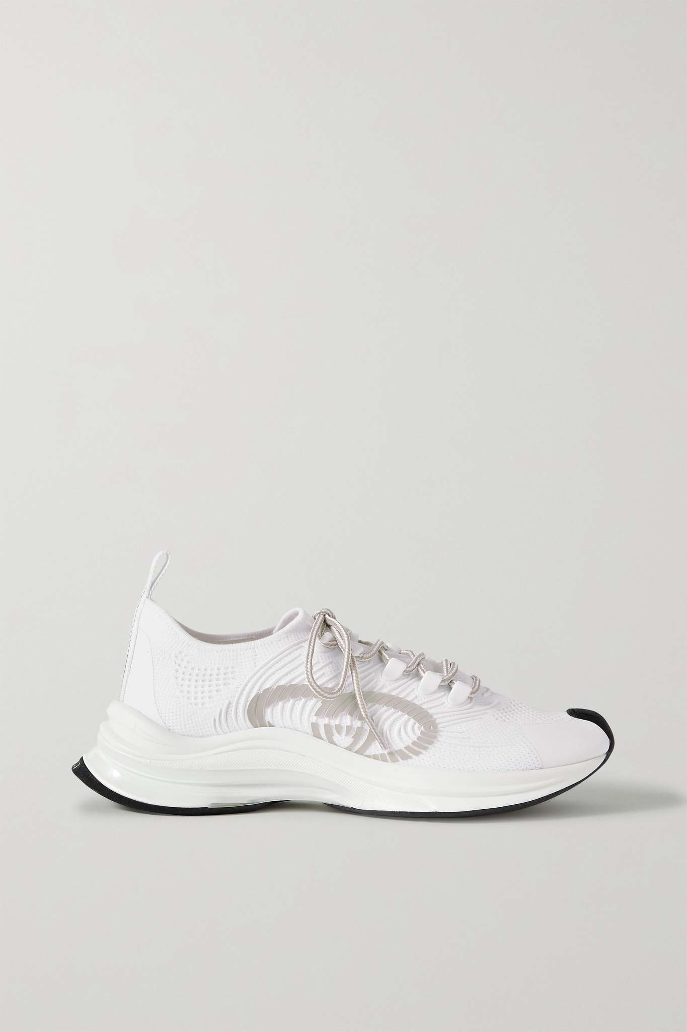 Run rubber-trimmed stretch-knit sneakers - 1