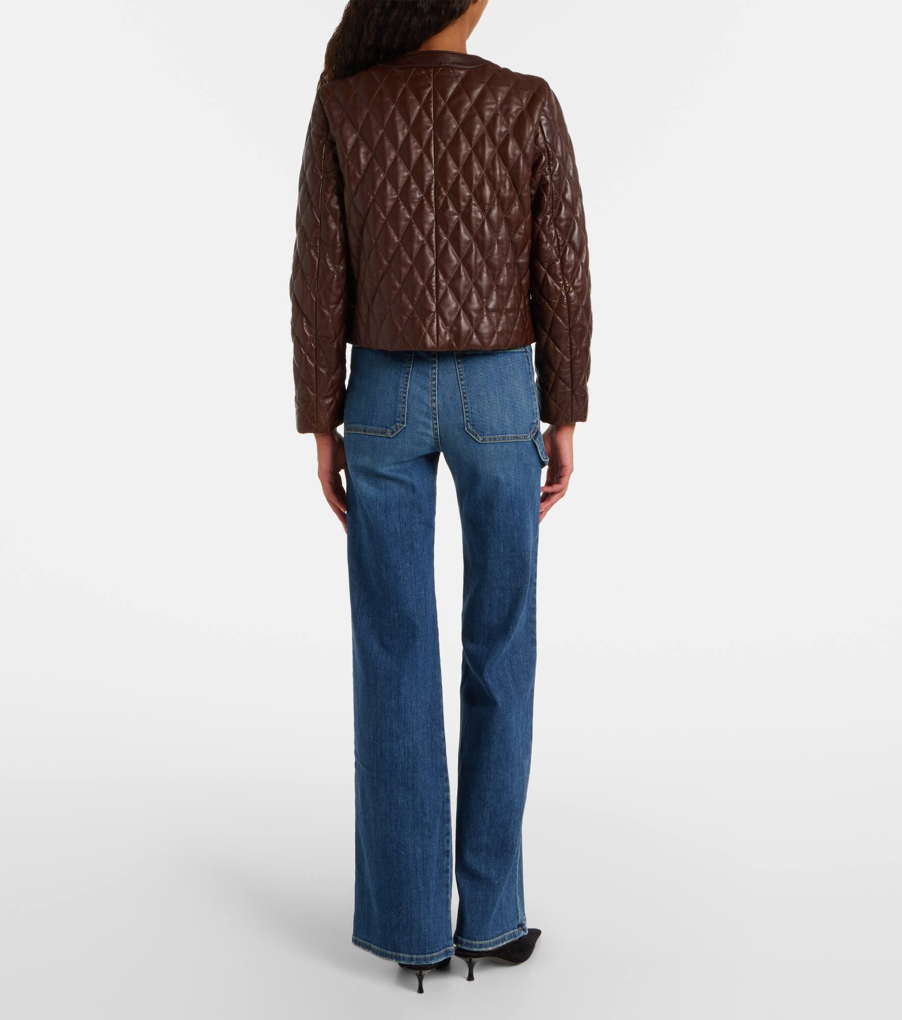 Amy cropped quilted leather jacket - 3