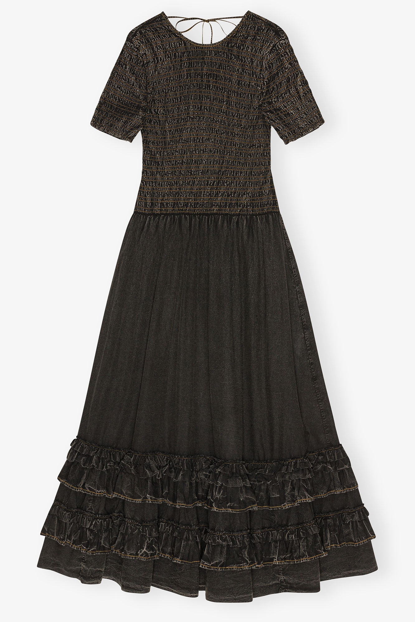 BLACK WASHED SMOCK DRESS - 1
