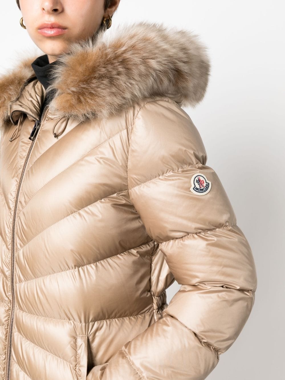 contrast-collar quilted coat - 5