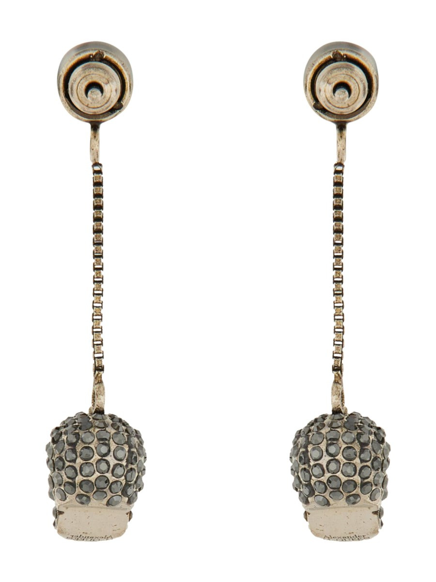 ORECCHINI PENDENTI SKULL CON PIETRE E PERLA - 2