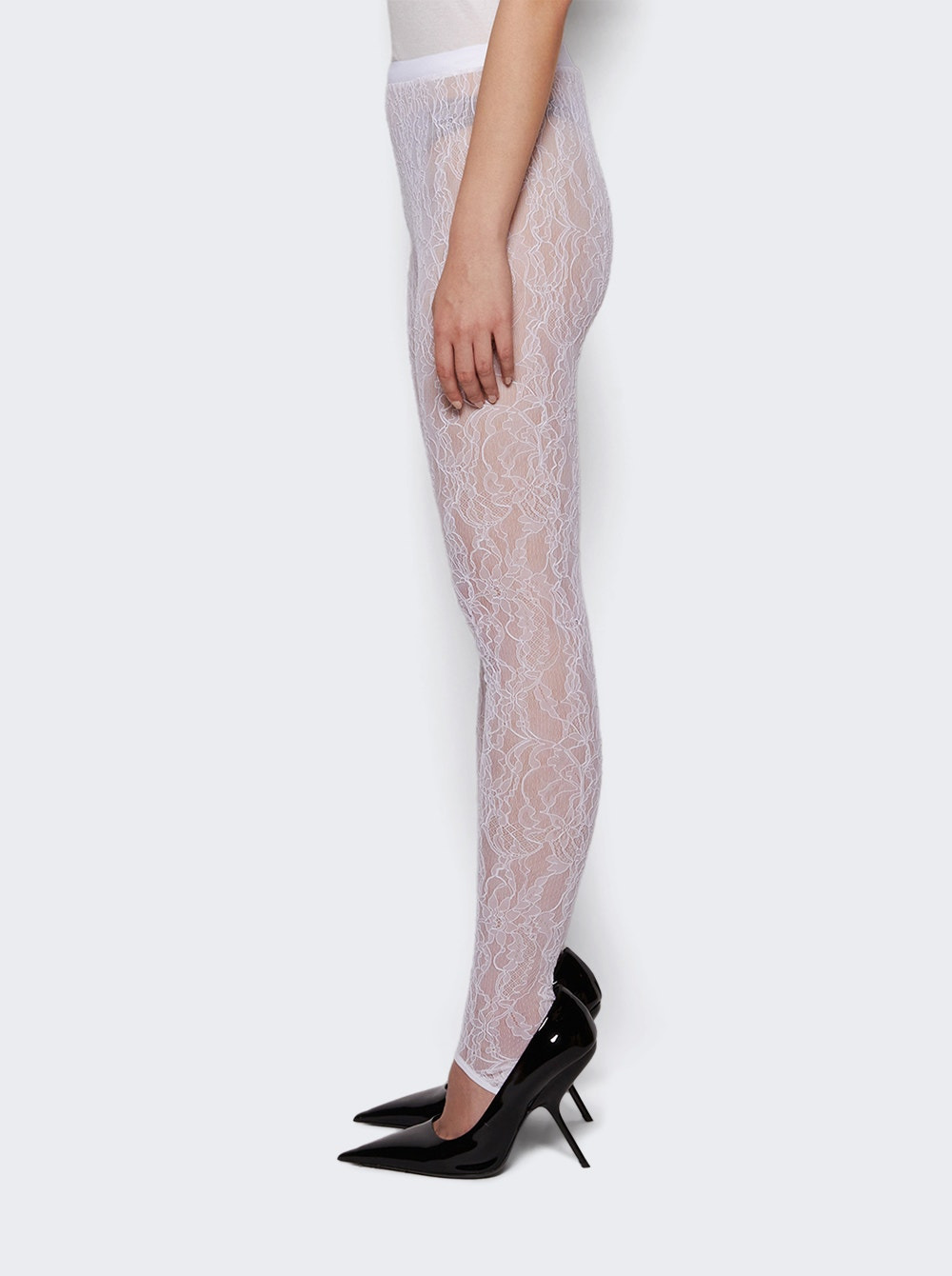 Lace Stirrup Legging White - 3