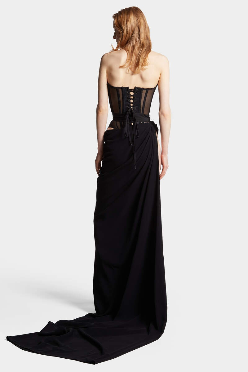 VISCOSE CREPE WAVES BUSTIER MAXI GOWN 4