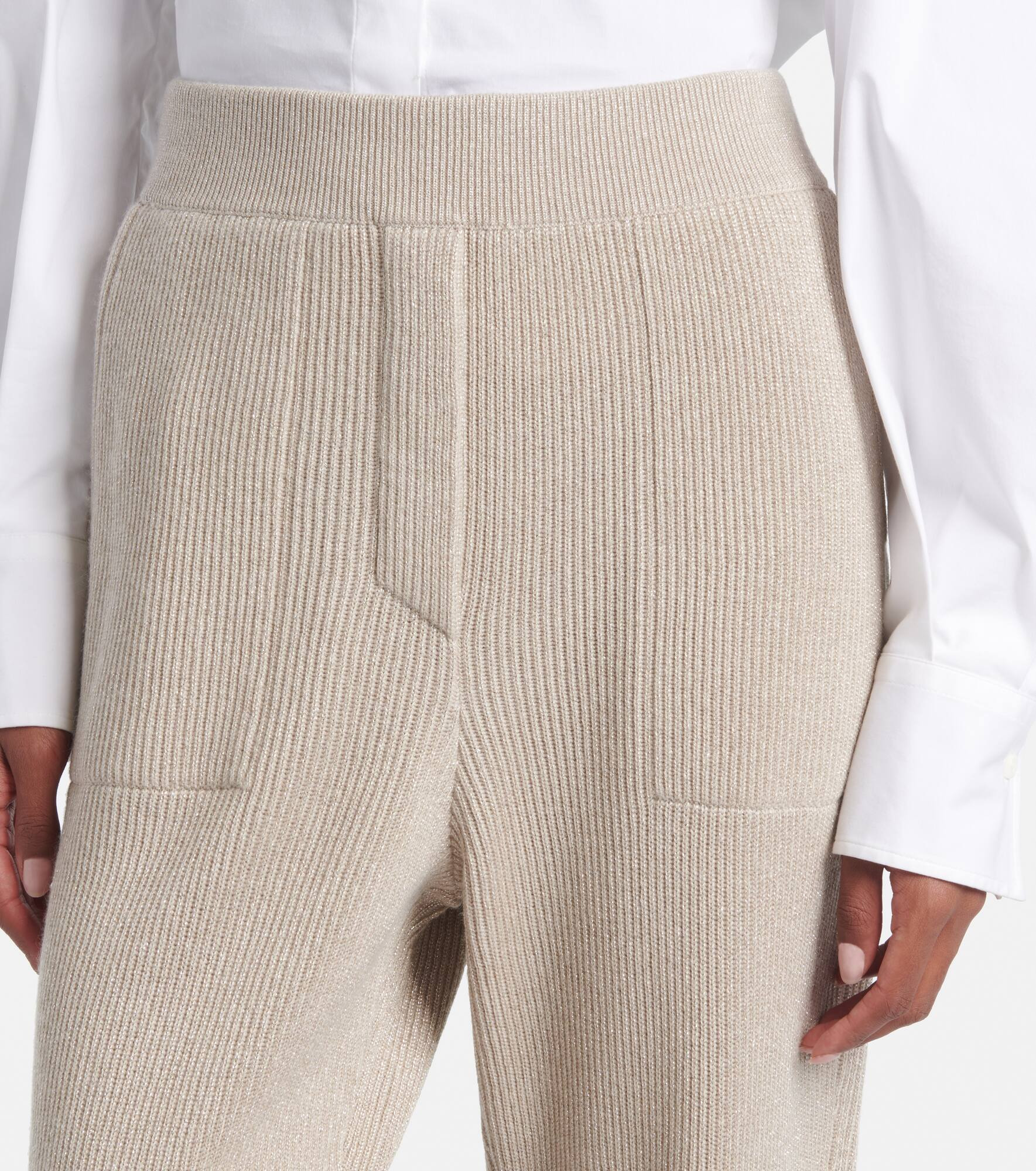 Ribbed-knit cashmere-blend tapered pants - 4