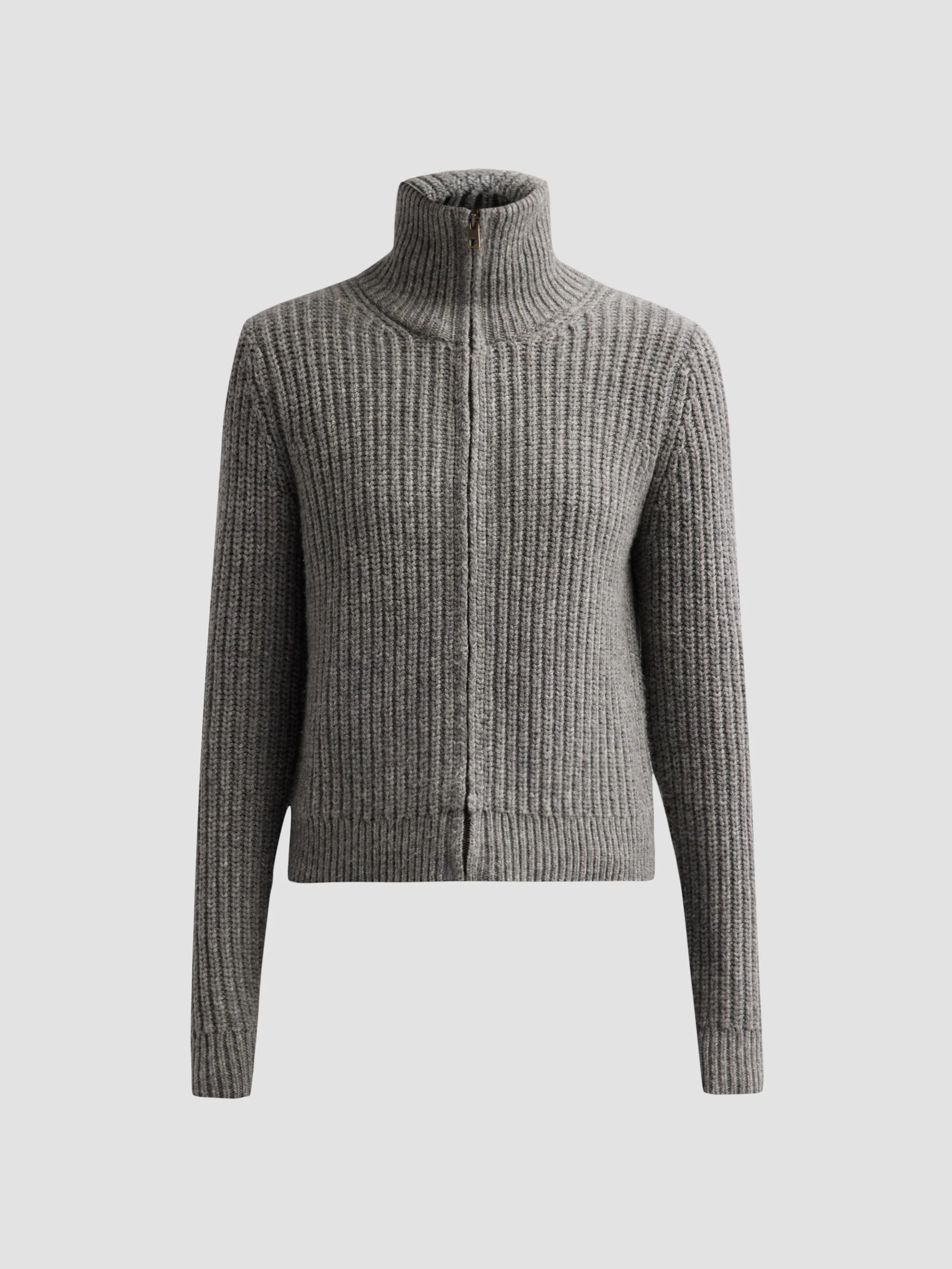 Women's Arlen Wool-Camelhair Blend Cardigan - Medium Grey Melange - 1