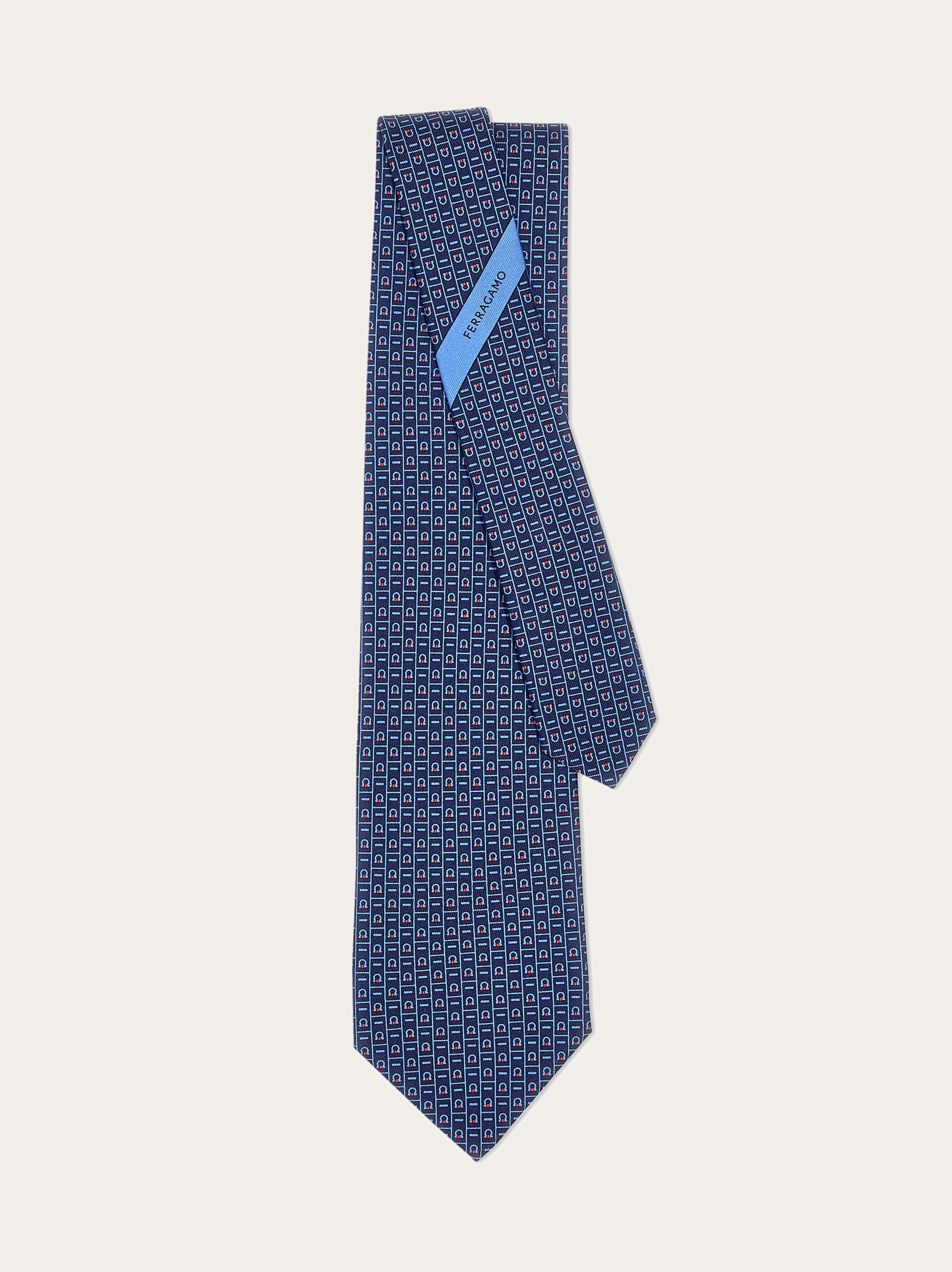 Gancini Monogram print silk tie - 3