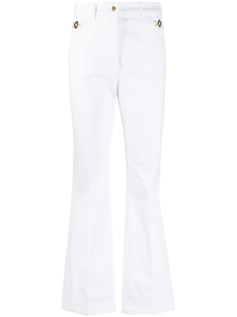 logo-embroidered flared jeans 1