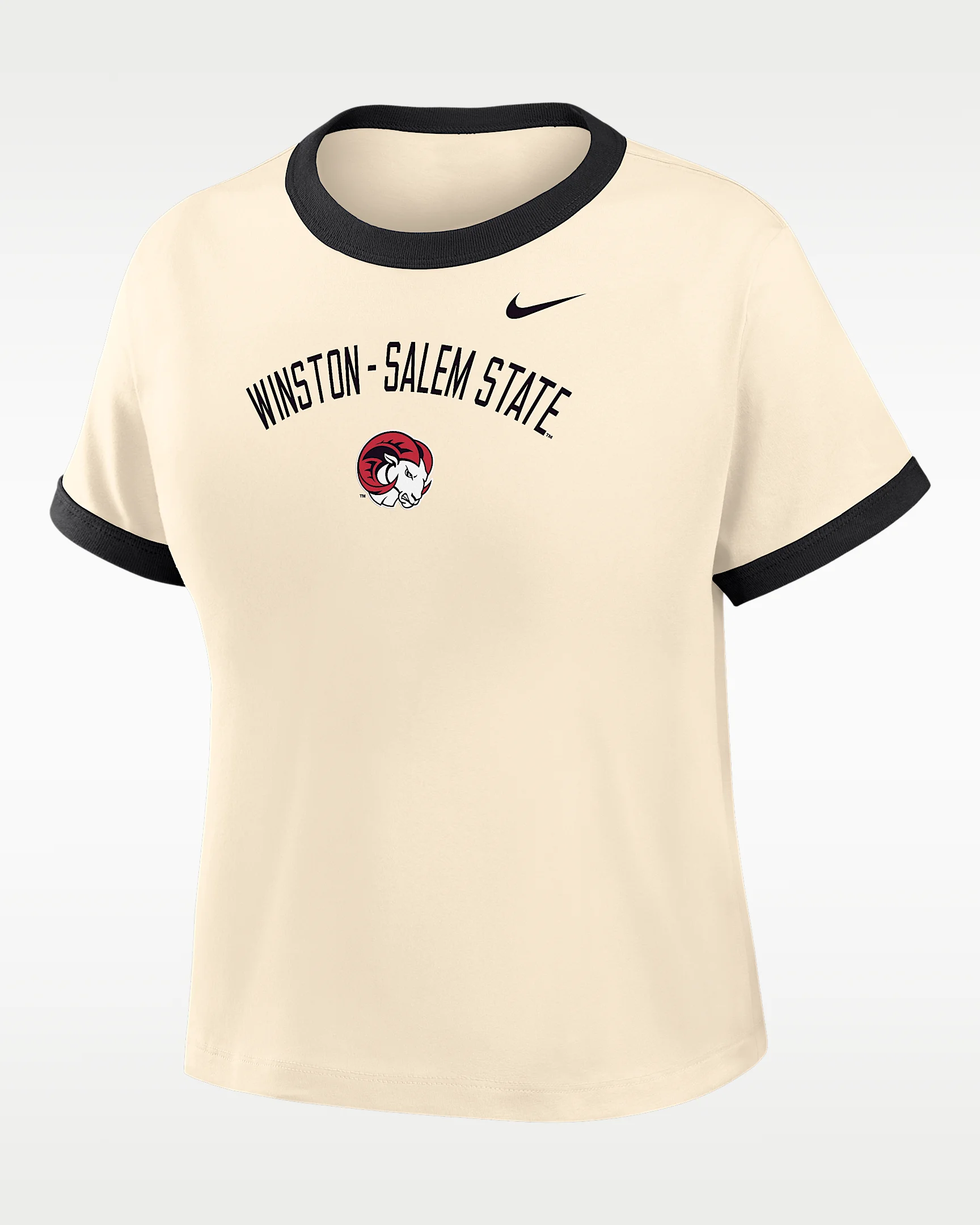 Nike College (Winston-Salem State) Women's Cropped Ringer T-Shirt - 1