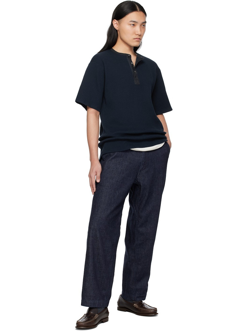 Nanamica Navy Henry Neck Thermal Sweat Henley outlook