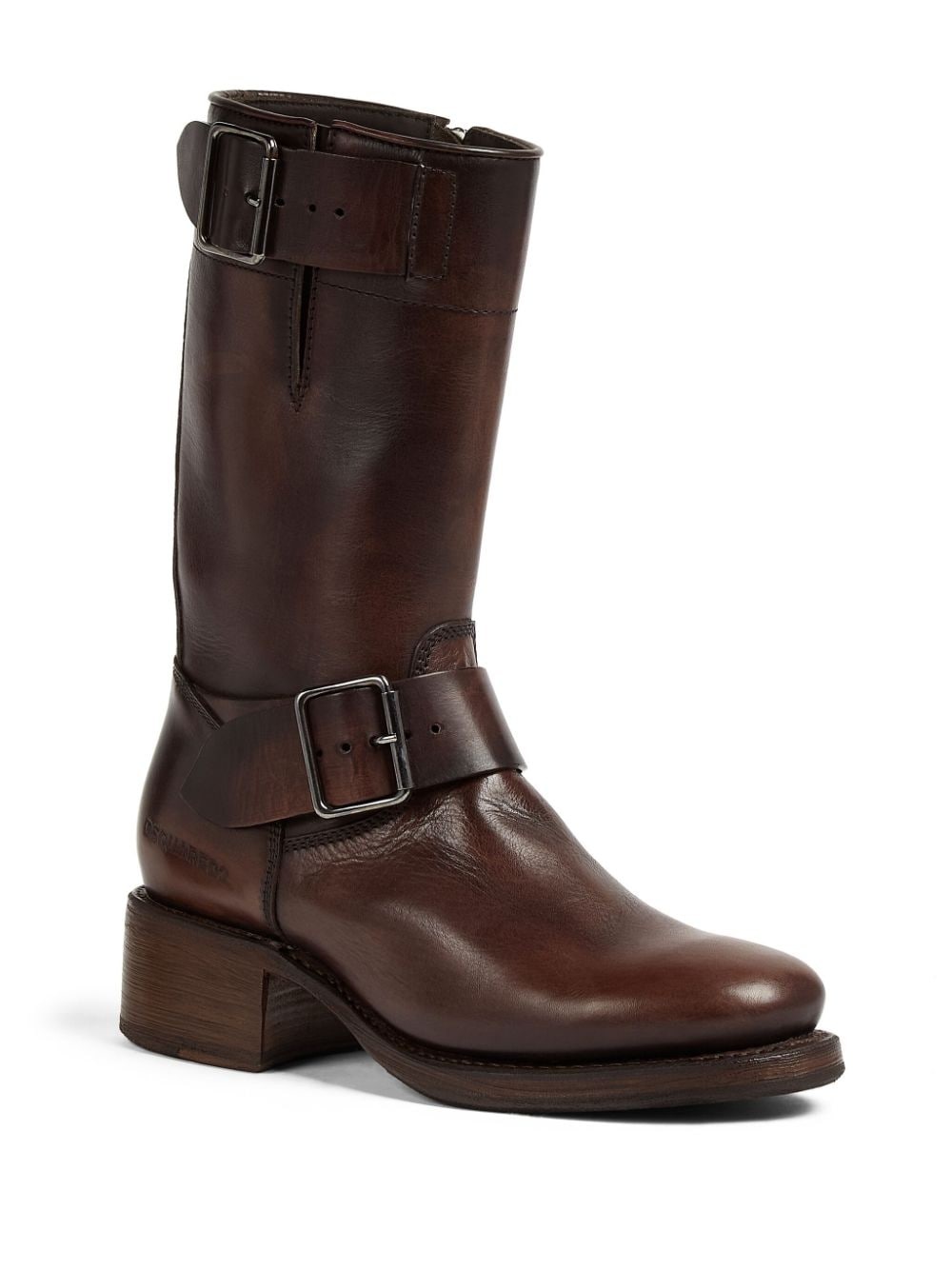 logo-debossed leather boots - 2