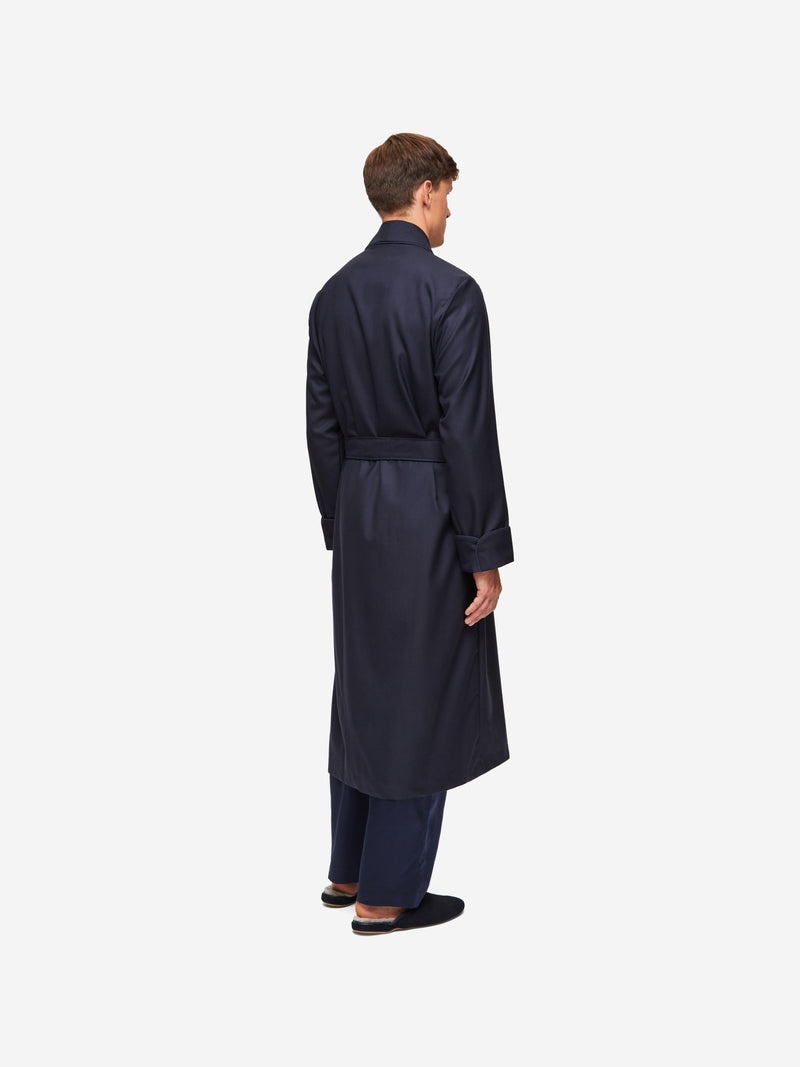 Men's Dressing Gown Westminster 2 Wool Navy - 4