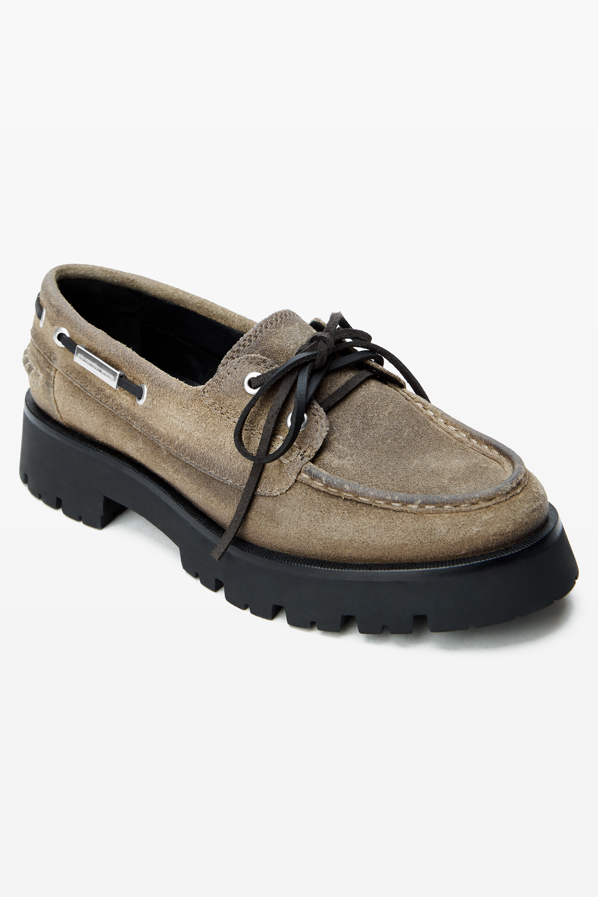 beige waxed suede carson boat loafers - 2