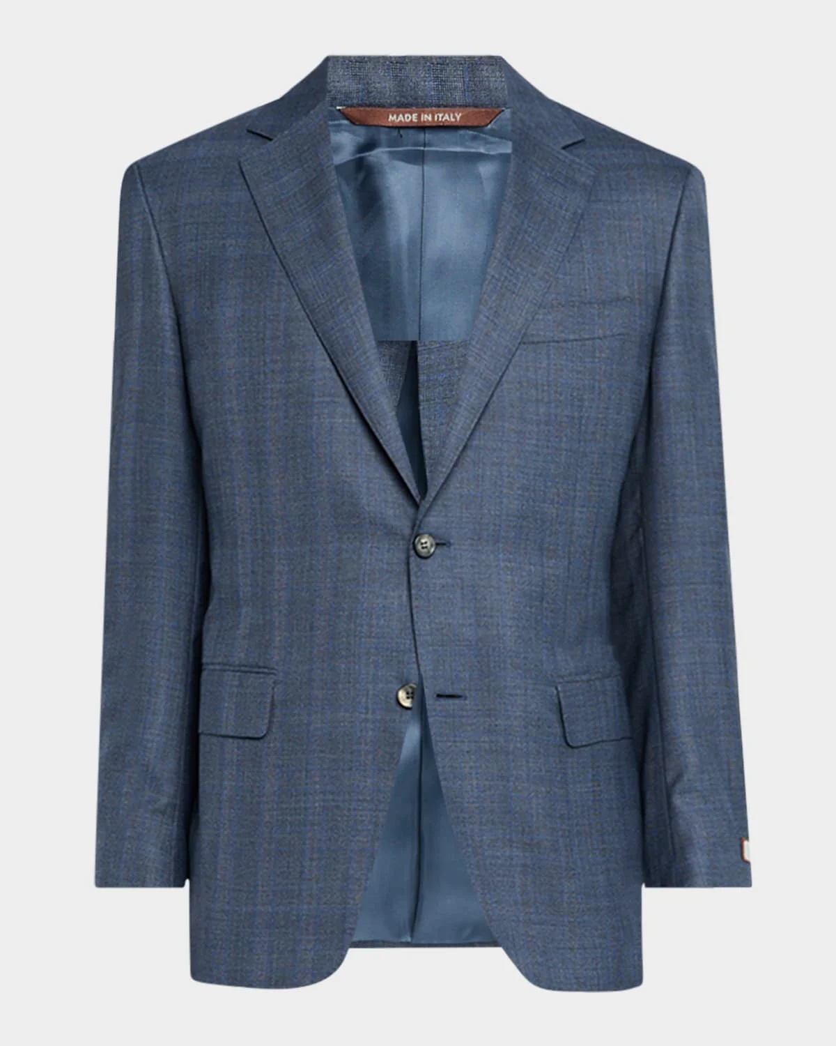 Men's Wool-Silk Plaid Suit - 1