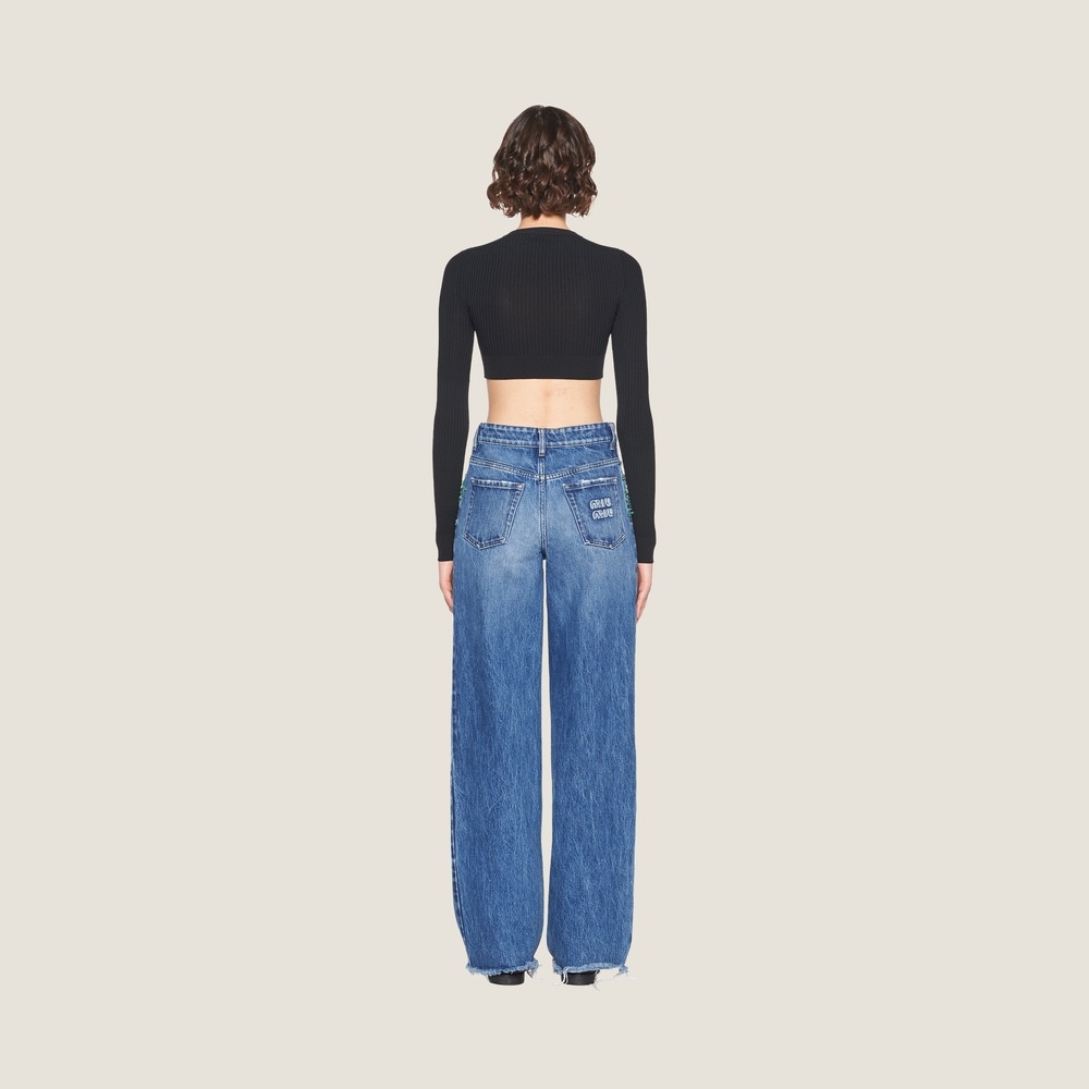Embroidered five-pocket jeans - 2
