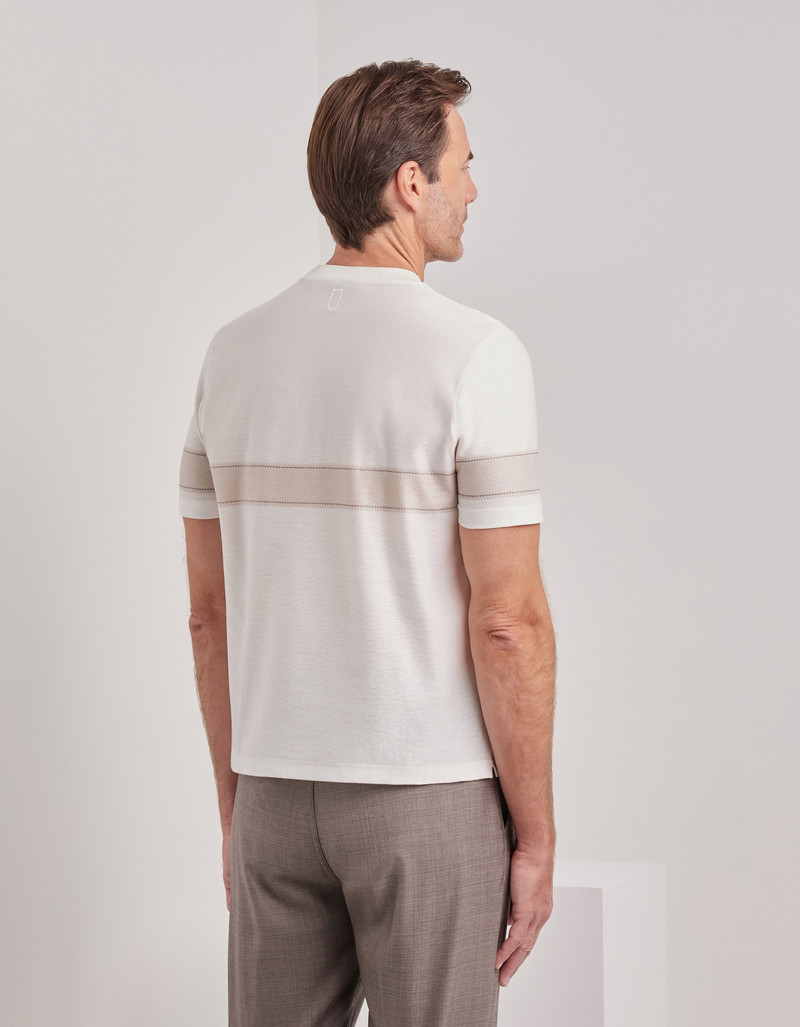 WHITE SHORT-SLEEVE COTTON T-SHIRT WITH CONTRASTING DETAIL 4