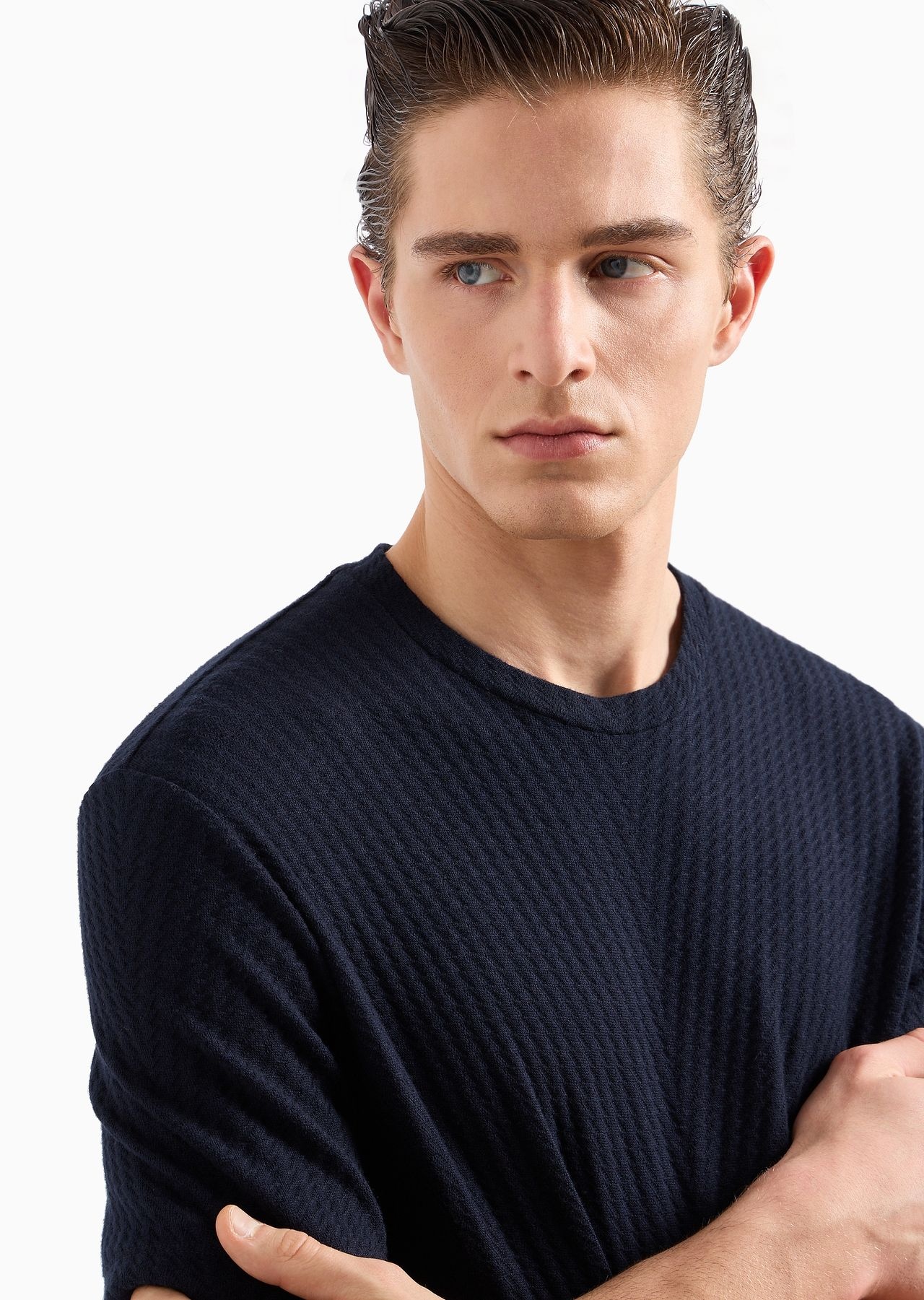 Viscose and cashmere jacquard jersey crew-neck T-shirt - 8