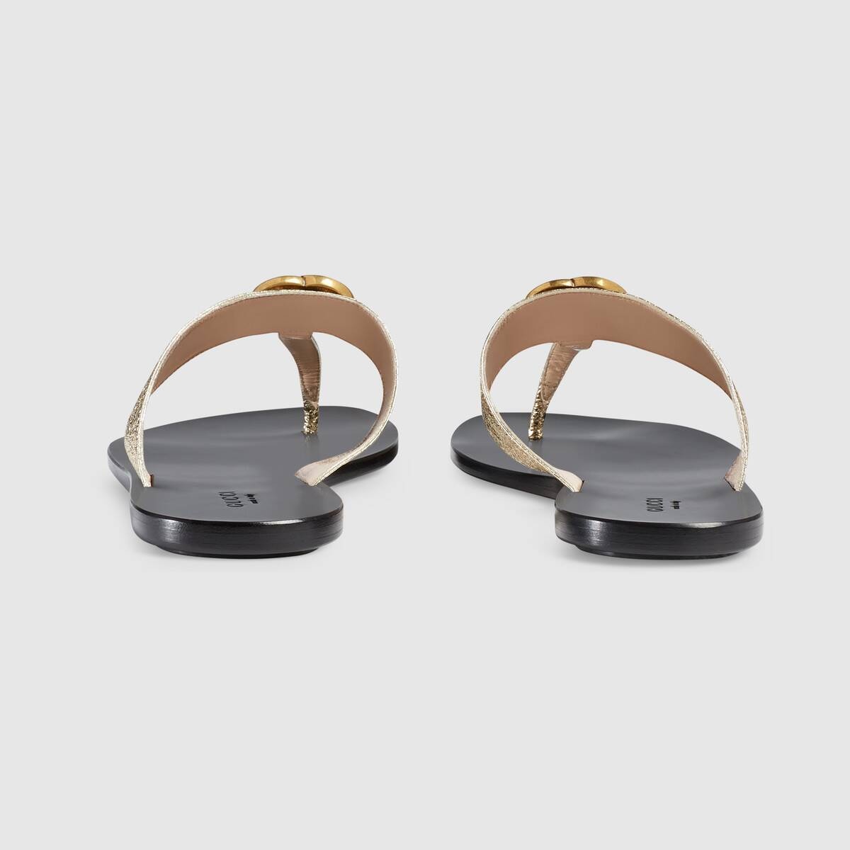 Leather thong sandal with Double G - 4