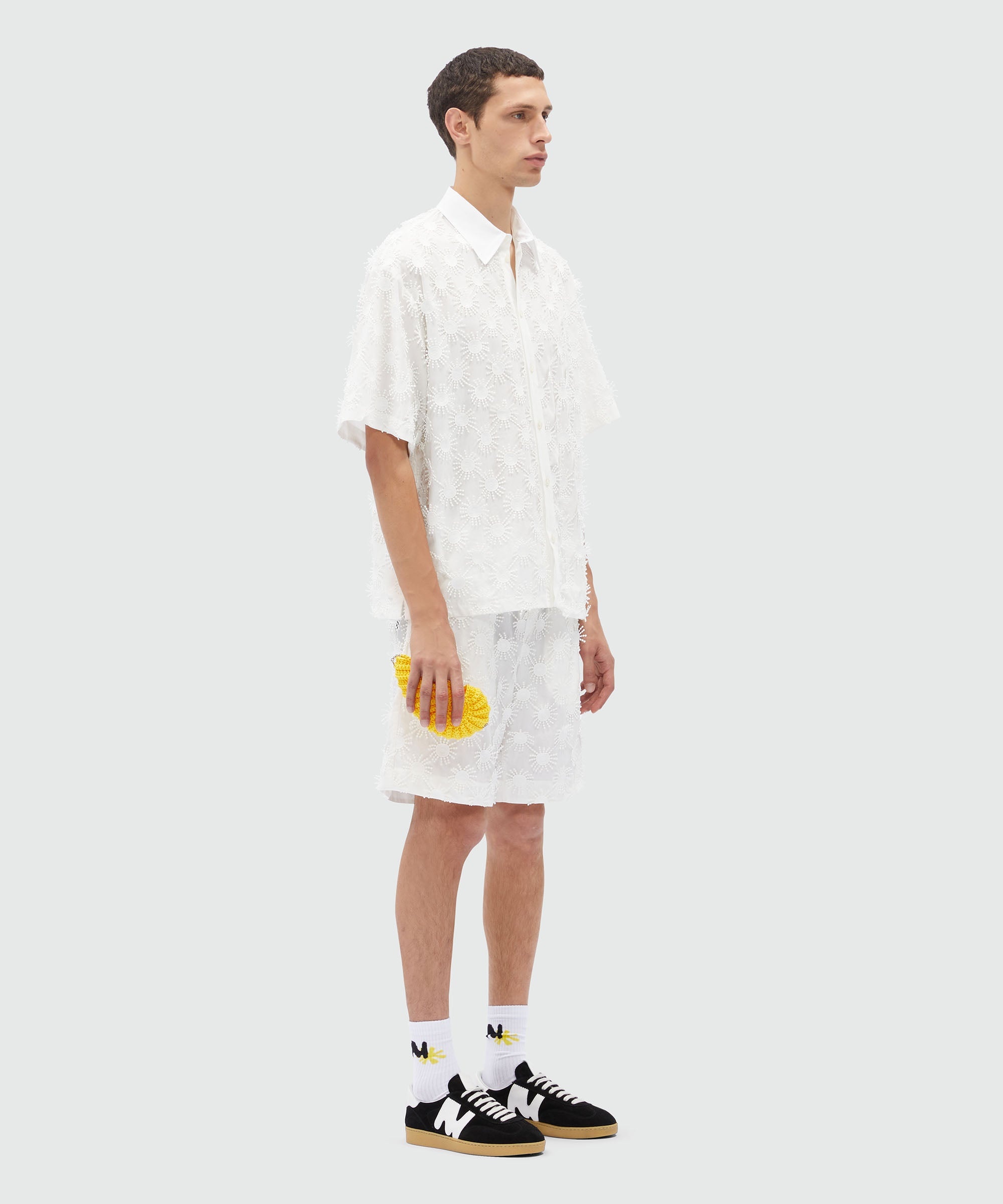 Bermuda shorts in white poplin with embroidery - 4